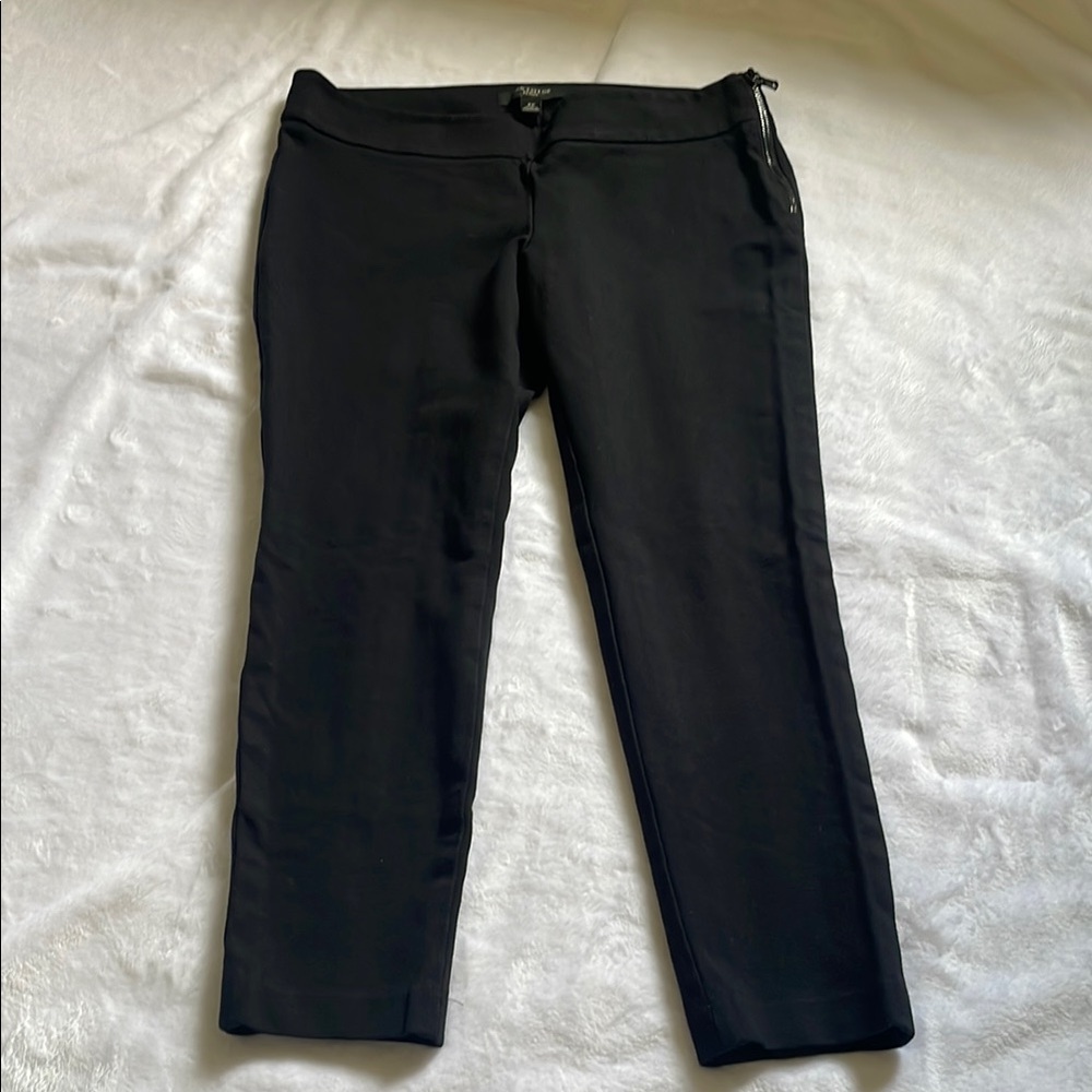 ANN TAYLOR FANTORY petite black stretch side zipper ankle pants.